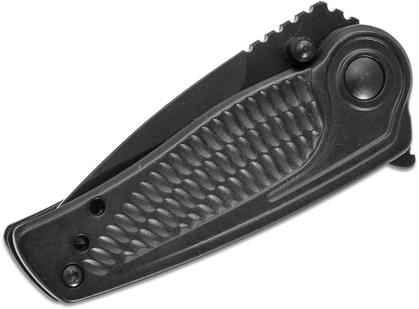 Kershaw 1313BLK Spoke Assisted Flipper Knife 2" Black Plain Blade, Stainless Steel Handles, Liner Lock
