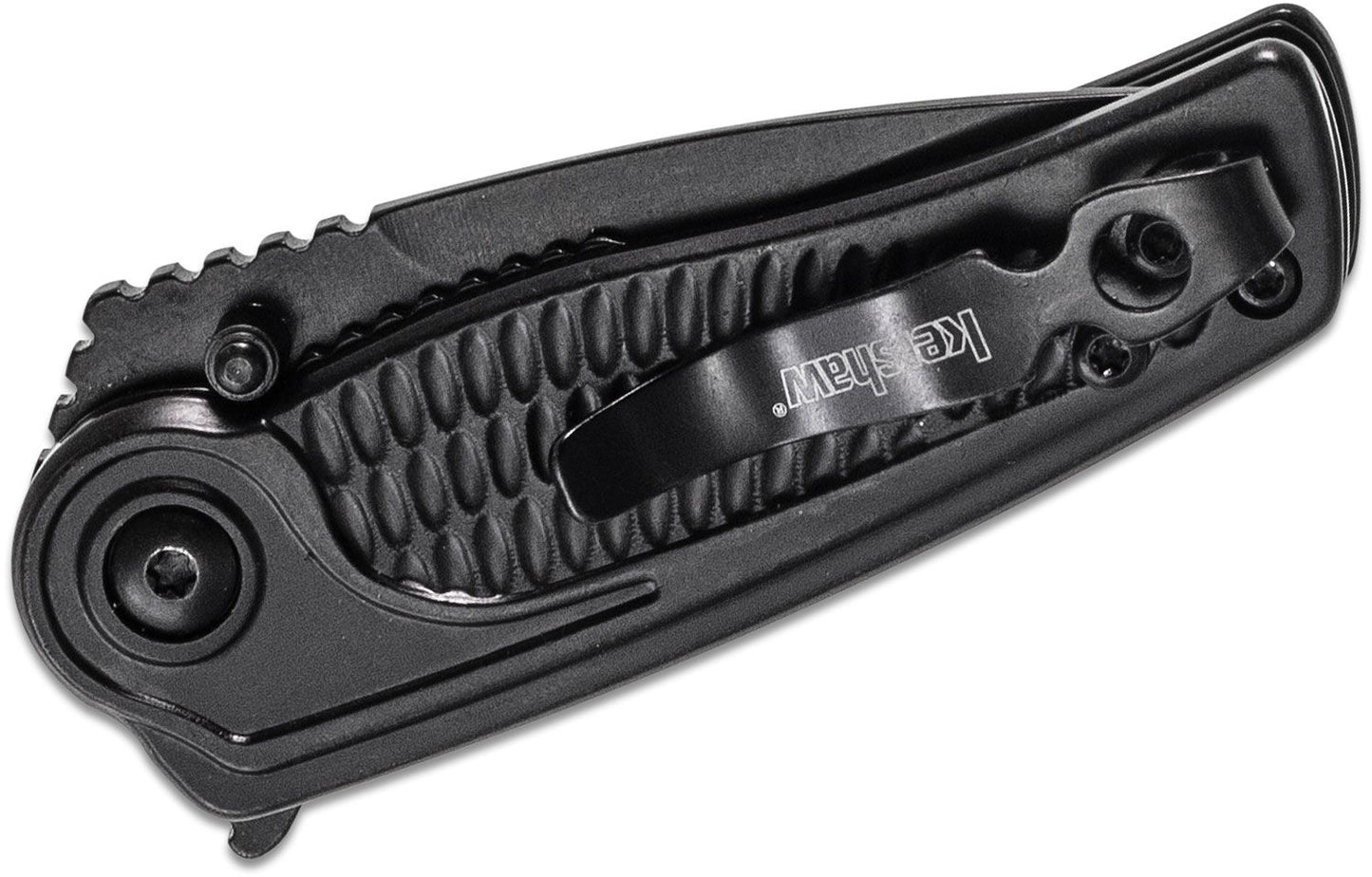 Kershaw 1313BLK Spoke Assisted Flipper Knife 2" Black Plain Blade, Stainless Steel Handles, Liner Lock