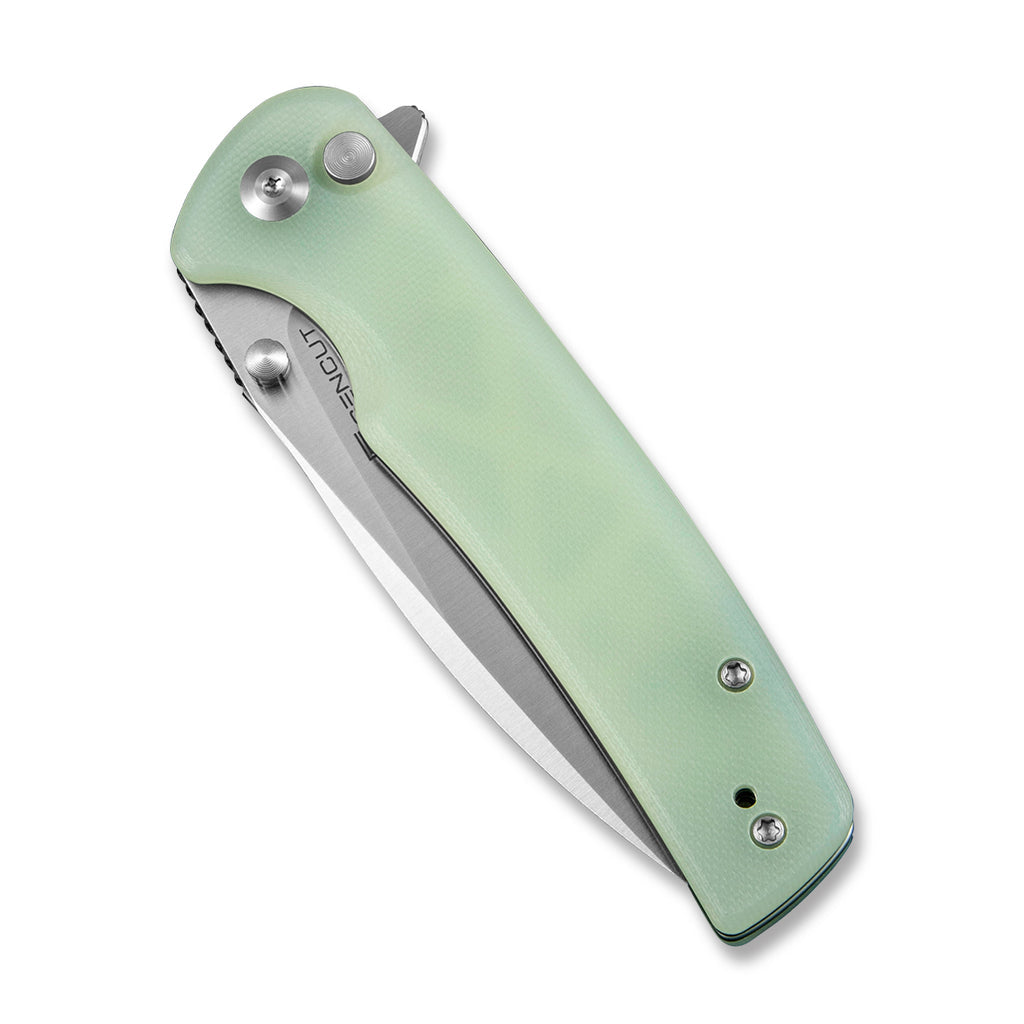 SENCUT Sachse Button Lock/Flipper Knife Natural Micarta Handle (3.47" Satin Finished 9Cr18MoV Blade) S21007-4