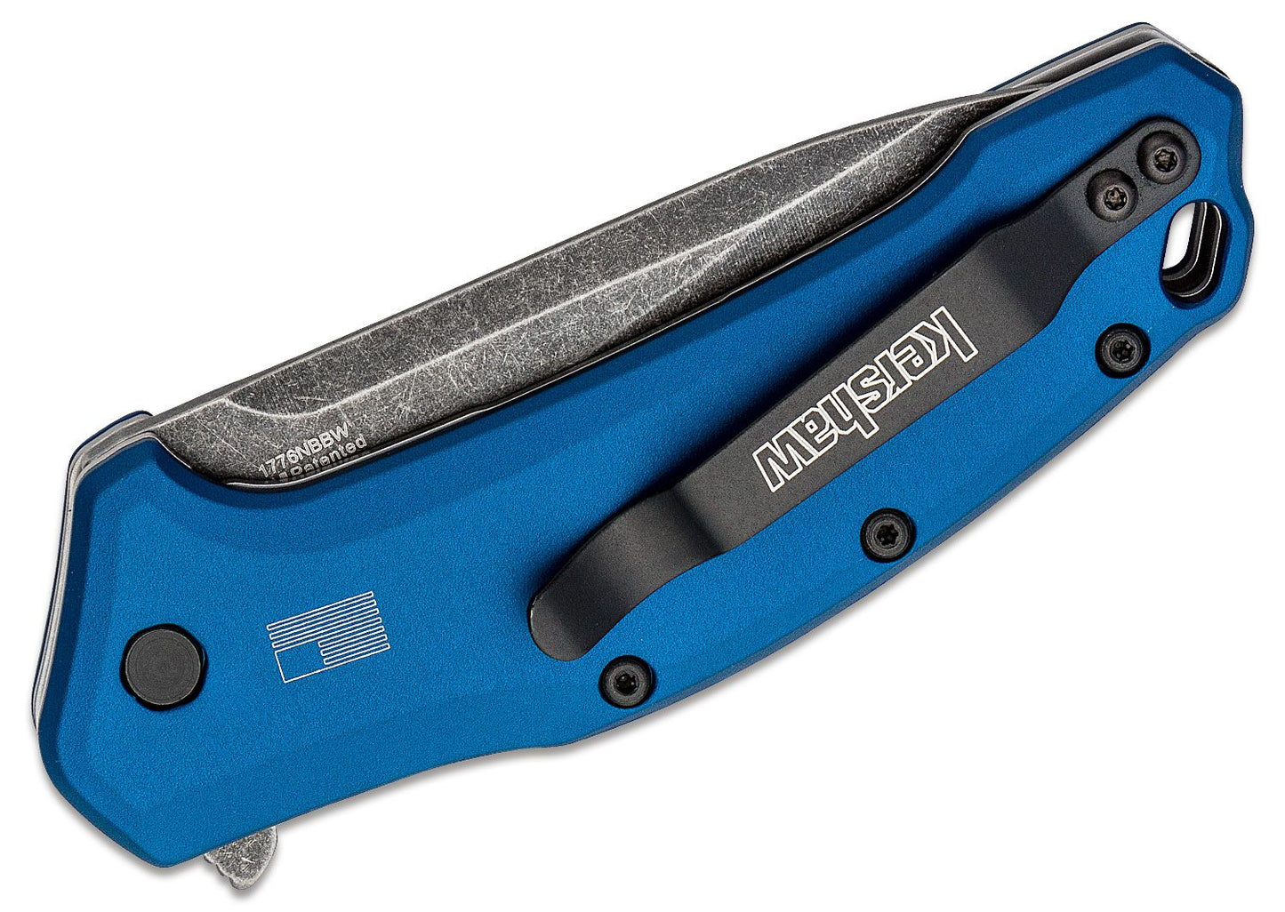 Kershaw 1776NBBW Link Assisted Knife 3.25" Blackwash Plain Blade, Navy Blue