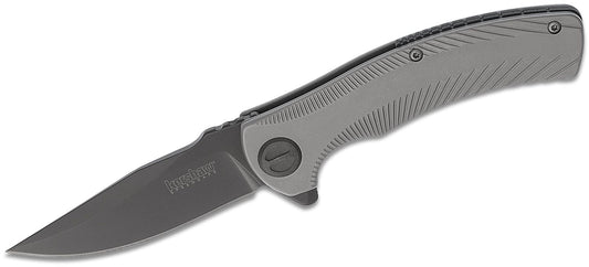 Kershaw 3490 Les George Seguin Flipper Knife 3.1" Gray PVD Blade, Milled Stainless Steel Handles, Frame Lock