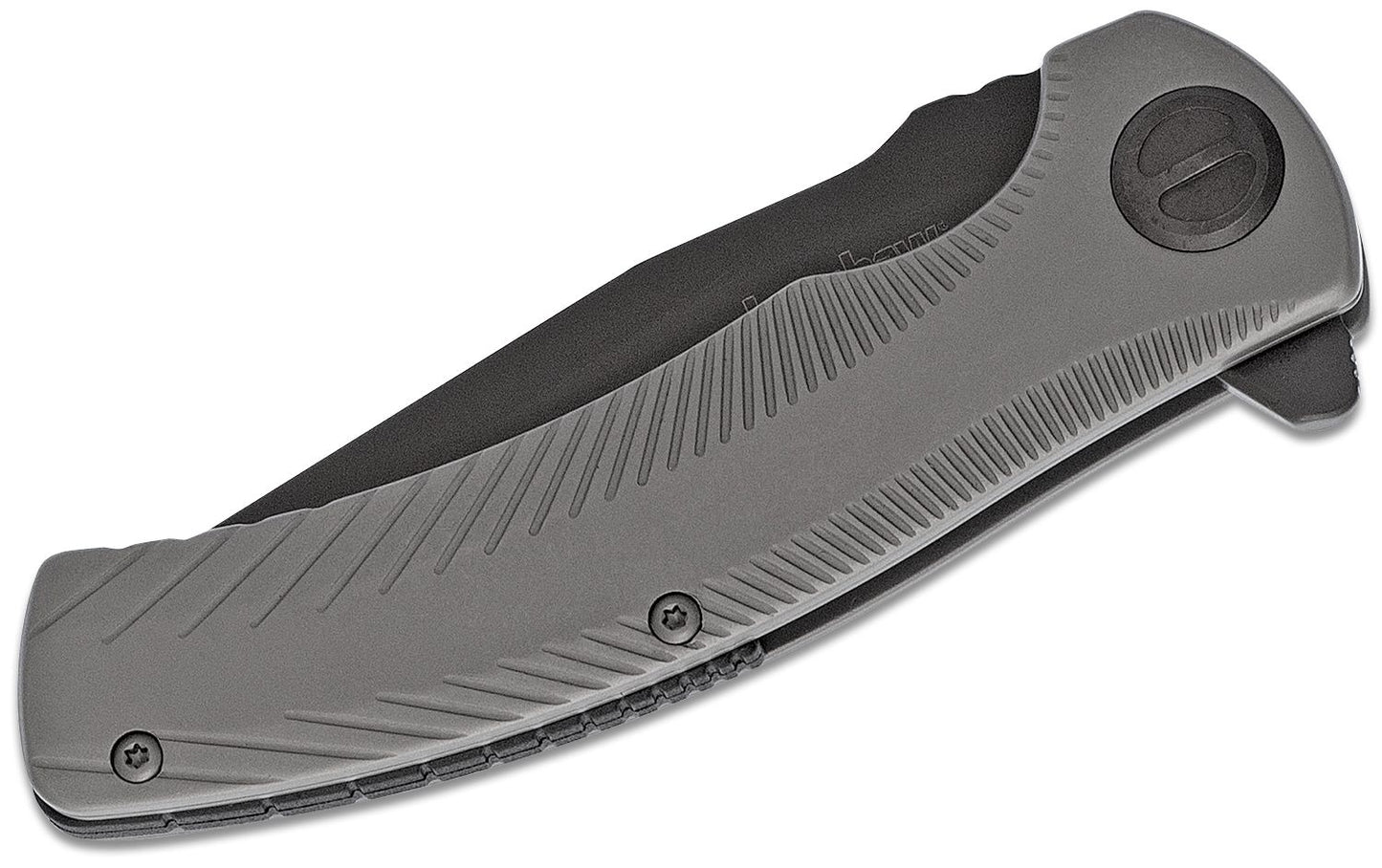 Kershaw 3490 Les George Seguin Flipper Knife 3.1" Gray PVD Blade, Milled Stainless Steel Handles, Frame Lock