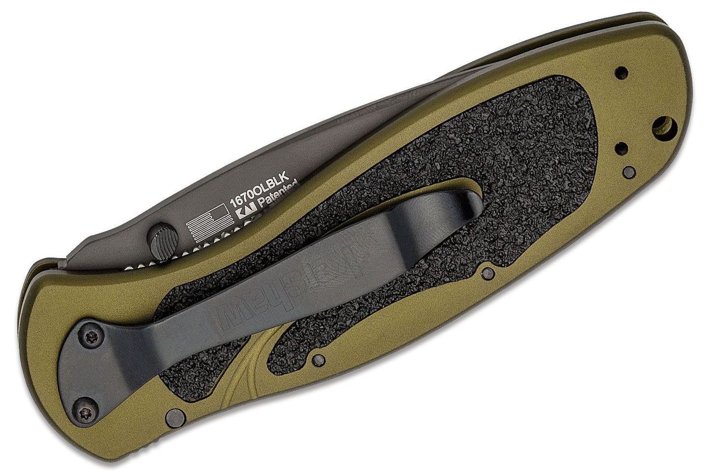 Kershaw 1670OLBLK Ken Onion Blur Assisted Folding Knife 3-3/8" Black Plain 14C28N Blade, Olive Drab, USA