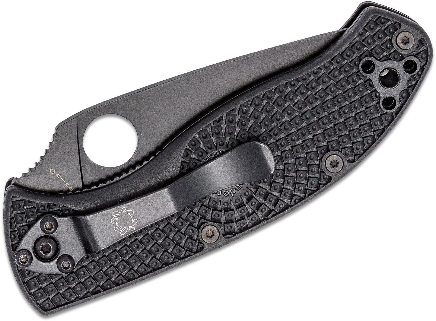 Spyderco Lightweight Tenacious Folding Knife 3.39" Black Oxide Plain Blade, Black FRN Handles, Liner Lock - C122PBBK