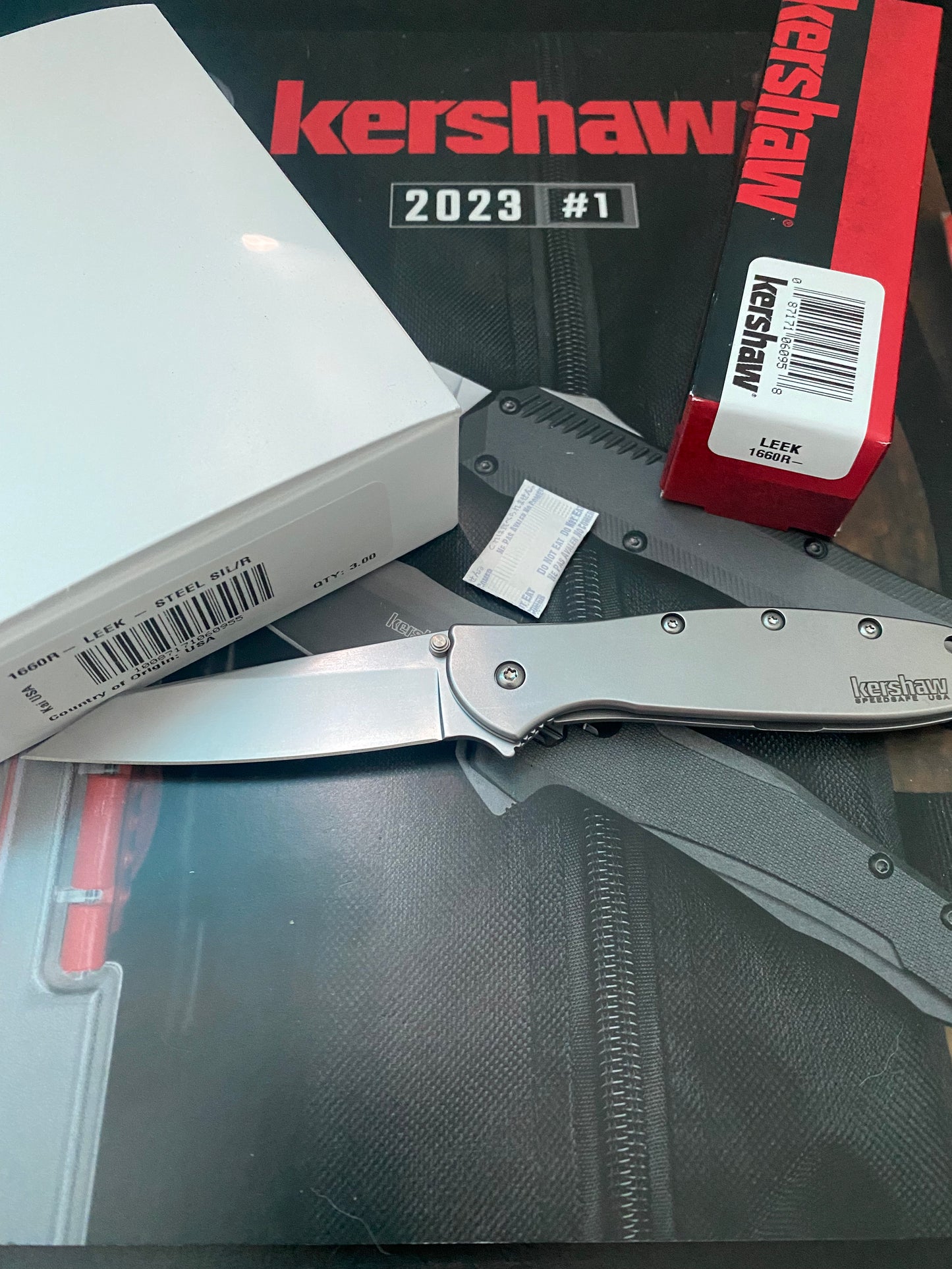 Kershaw 1660R Ken Onion Random Leek Assisted Flipper Knife 3" Sandvik 14C28N Bead Blasted Reverse Tanto Blade