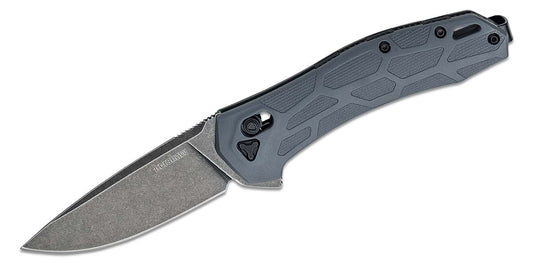 Kershaw 2042 Covalent DuraLock KVT Flipper Knife 3.2" D2 BlackWashed Drop Blade, Gray Glass-Reinforced Nylon Handles, Reversible Clip