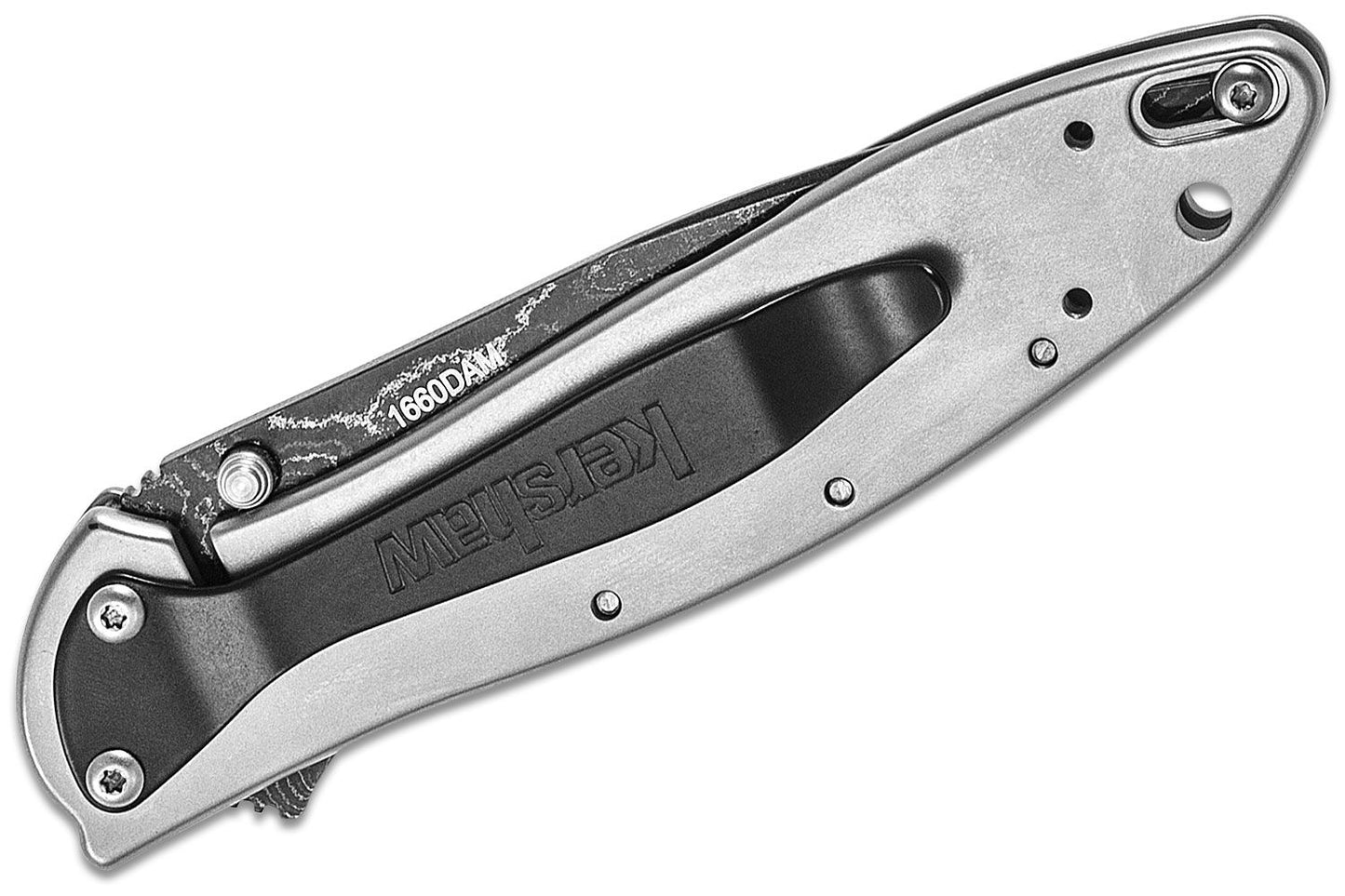 Kershaw 1660DAM Ken Onion Leek Assisted Flipper Knife 3" Damascus Plain Blade, Stainless