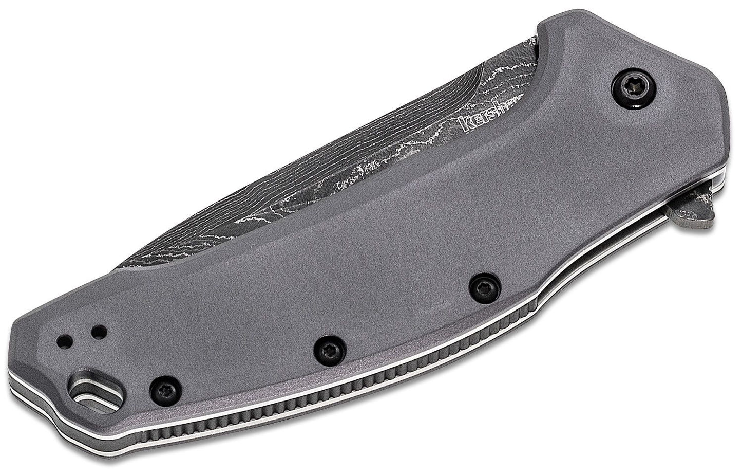 Kershaw 1776GRYDAM Link Assisted Flipper Knife 3.25" Damascus Plain Blade, Gray