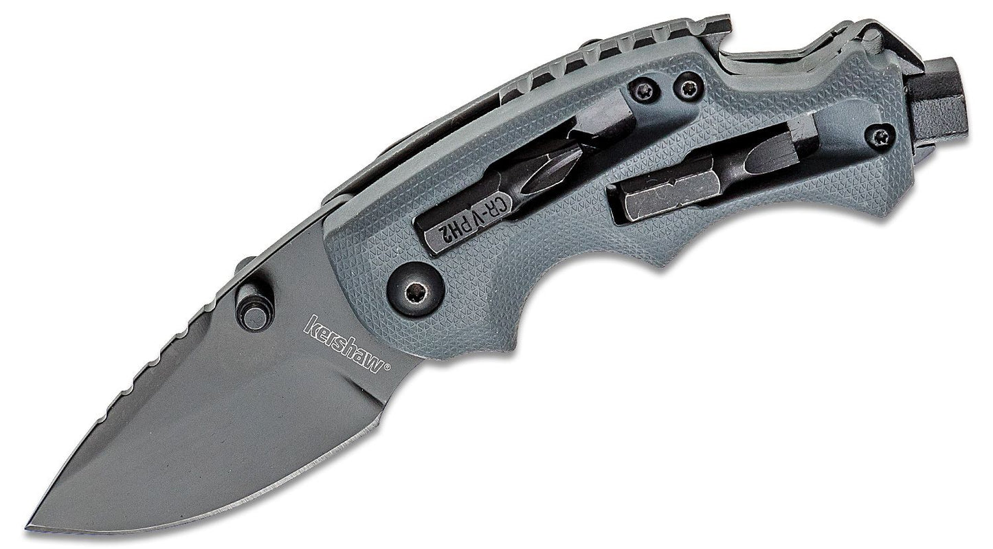 Kershaw KS8720 Shuffle II DIY Multi-Function Folding Knife 2.4" Black Drop Point Blade, GFN Handles