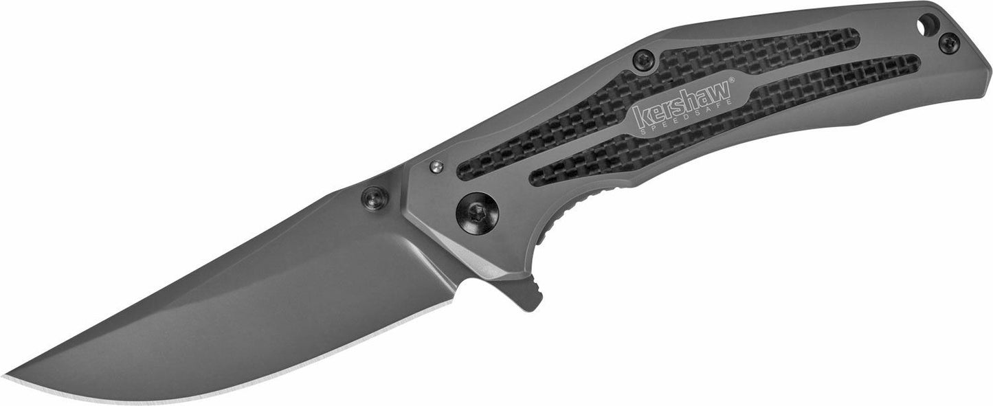 Kershaw 8300 DuoJet Assisted Flipper 3.25" Ti Carbo-Nitride Drop Point Blade and Stainless Steel Handles with Carbon Fiber Inserts