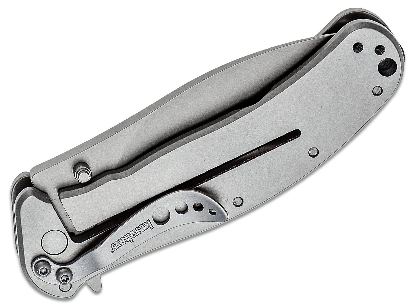 Kershaw 1730SS Zing Assisted Flipper Knife 3" Bead Blast Plain Blade, Stainless Steel Handles