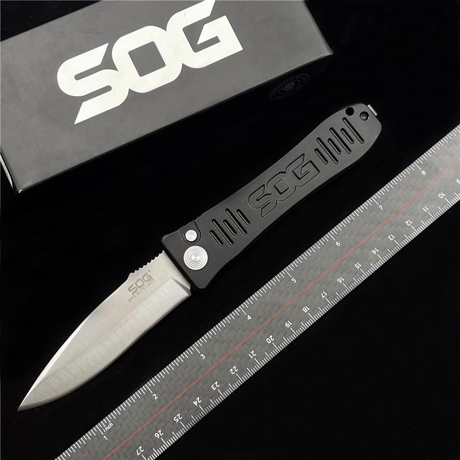 SOG Spec-Elite I AUTO Folding Knife 3.5" Satin Plain Blade, Aluminum Handles - SE-51