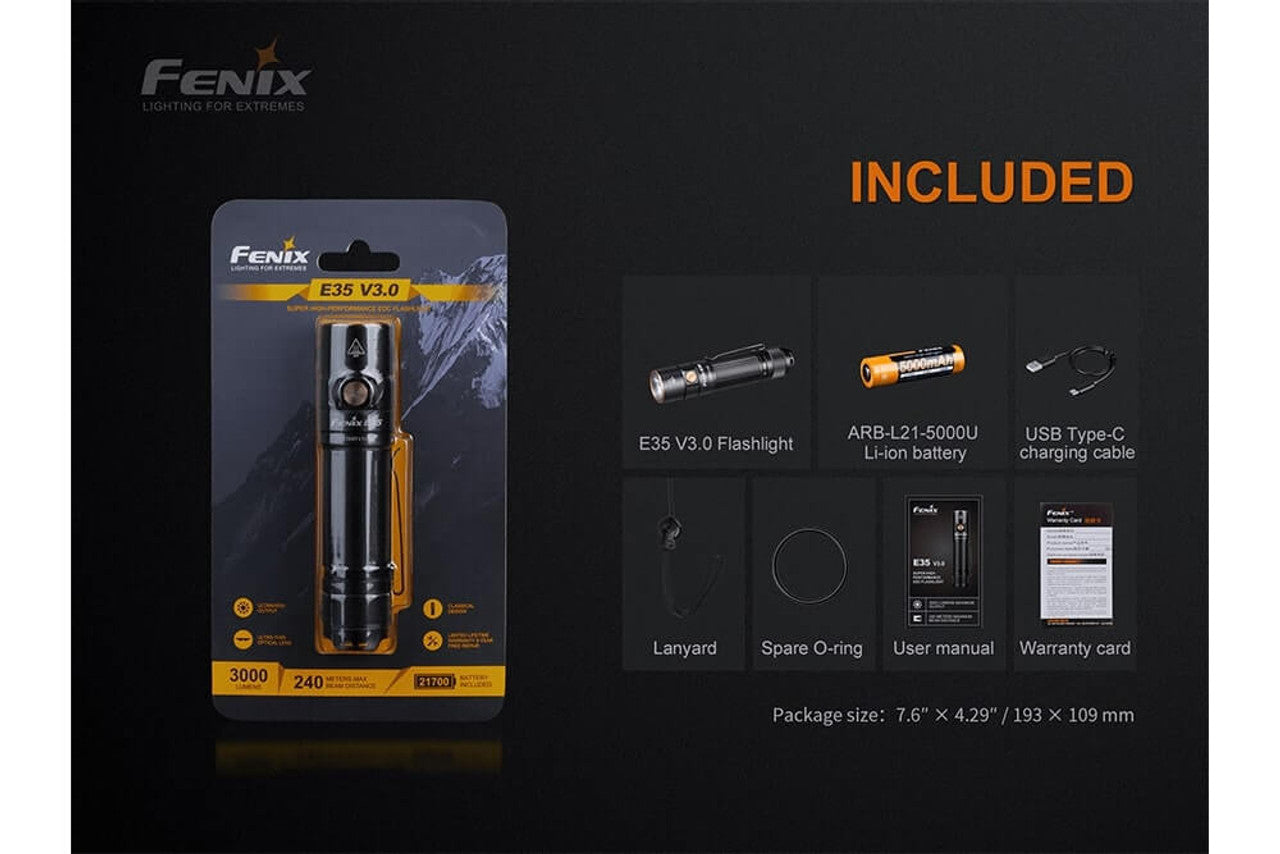 Fenix E35 V3.0 EDC Flashlight - 3000 Lumens