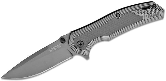 Kershaw 8310 Fringe Assisted Flipper 3" Ti Drop Point Blade and Stainless Steel Handles with Carbon Fiber Insert