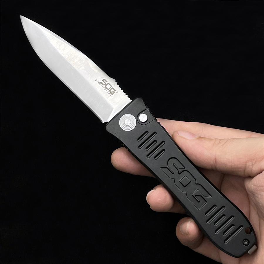 SOG Spec-Elite I AUTO Folding Knife 3.5" Satin Plain Blade, Aluminum Handles - SE-51