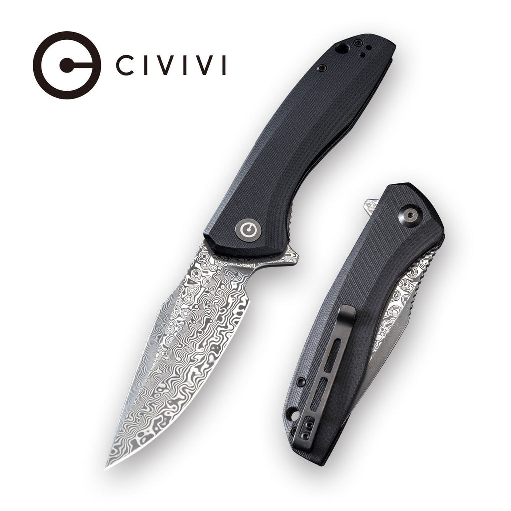 CIVIVI Baklash Flipper Knife G10 Handle (3.5" Damascus Blade) - C801DS