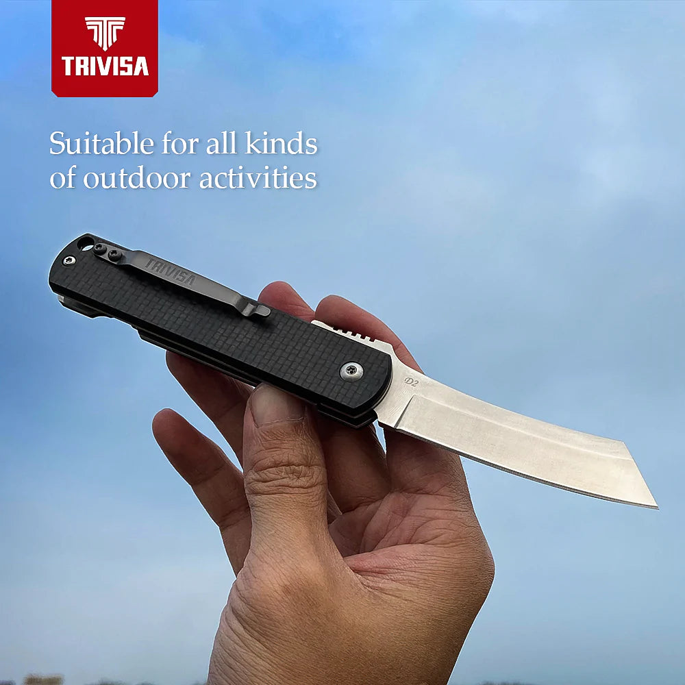 Trivisa Higonokami,2.8" D2 Steel,Carbon Fiber & G10 Handle