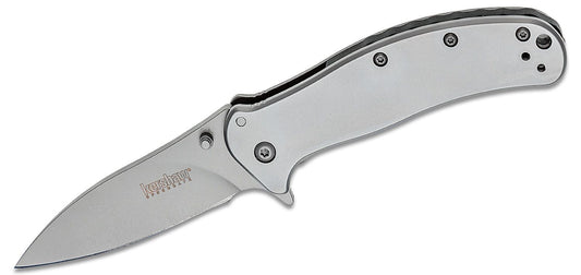 Kershaw 1730SS Zing Assisted Flipper Knife 3" Bead Blast Plain Blade, Stainless Steel Handles