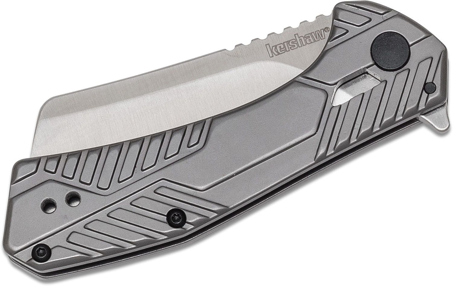 Kershaw 3445 Static Flipper Knife 2.8" Satin Cleaver Blade, Gray Stainless Steel Handles