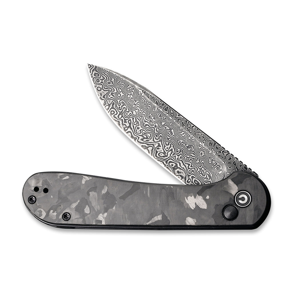 CIVIVI Elementum Button Lock Knife Carbon Fiber Handle (3.47" Damascus Blade) - C2103DS-3