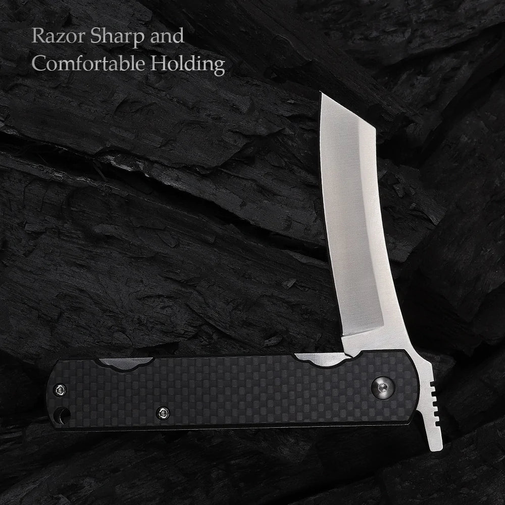 Trivisa Higonokami,2.8" D2 Steel,Carbon Fiber & G10 Handle