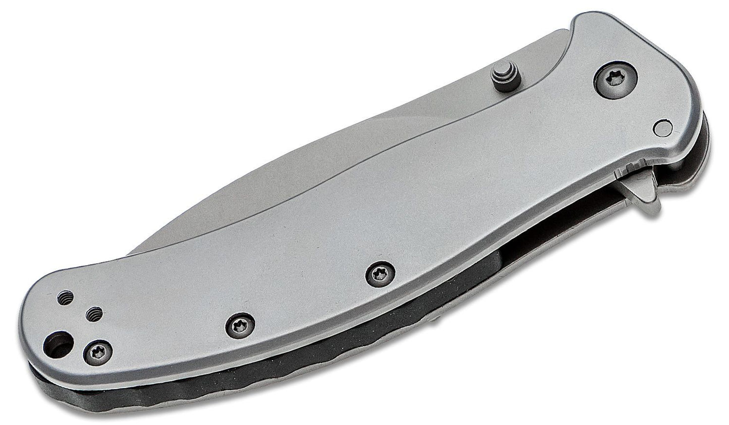 Kershaw 1730SS Zing Assisted Flipper Knife 3" Bead Blast Plain Blade, Stainless Steel Handles