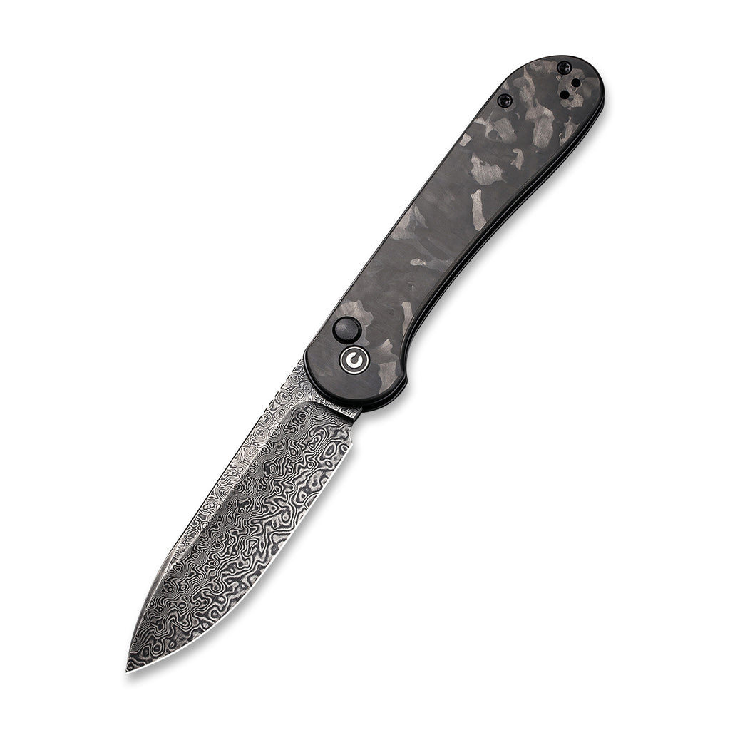 CIVIVI Elementum Button Lock Knife Carbon Fiber Handle (3.47" Damascus Blade) - C2103DS-3