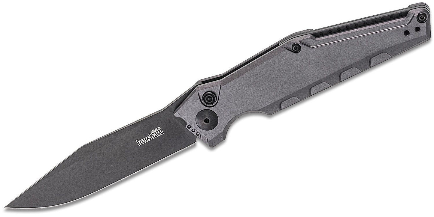 KERSHAW Launch 7 3.75in Black Clip Point Gray Aluminum Handle Automatic Folding Knife (7900GRYBLK)