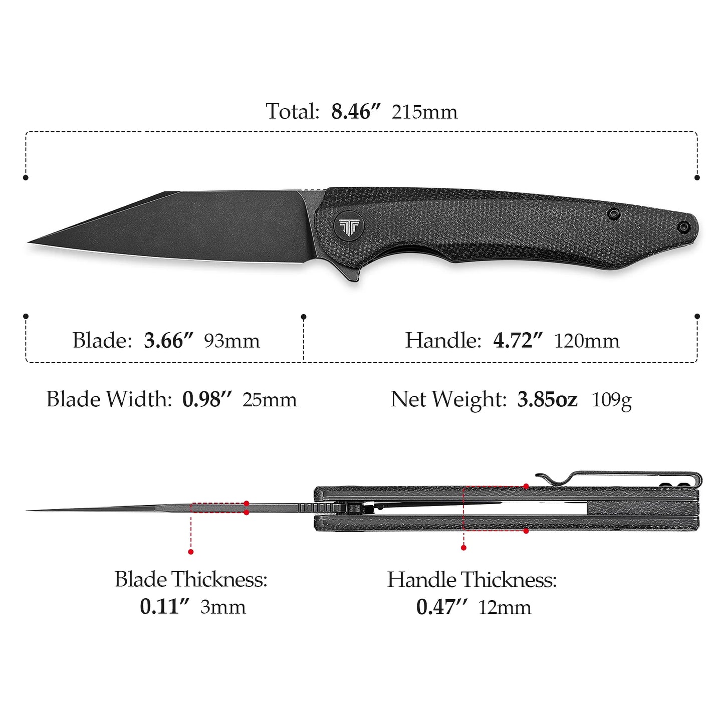 Trivisa Lynx-04 Liner Lock,3.66" 14C28N Steel,Micarta Handle