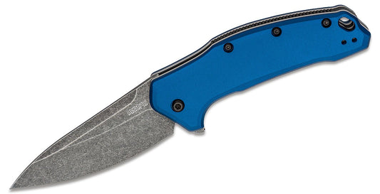 Kershaw 1776NBBW Link Assisted Knife 3.25" Blackwash Plain Blade, Navy Blue