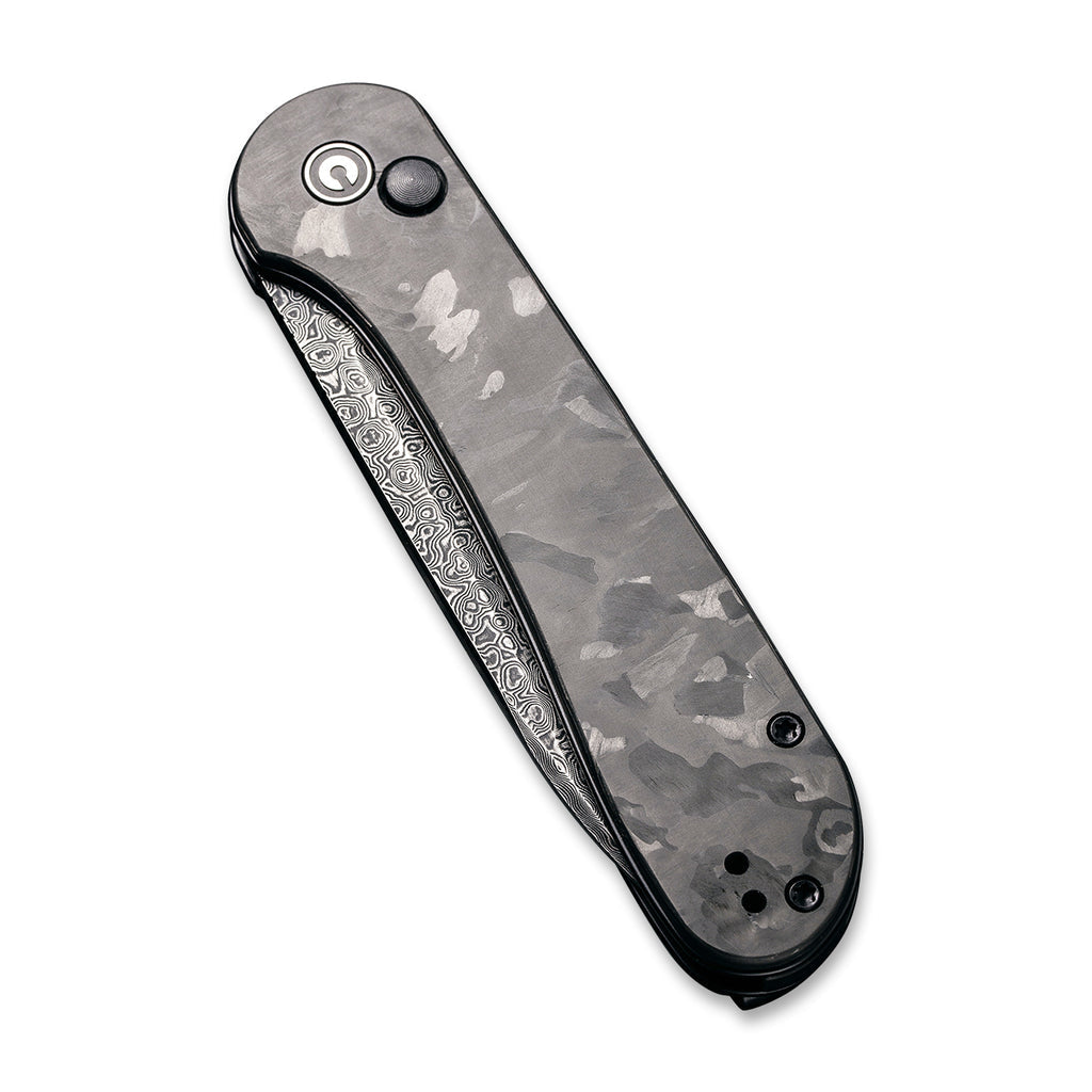 CIVIVI Elementum Button Lock Knife Carbon Fiber Handle (3.47" Damascus Blade) - C2103DS-3