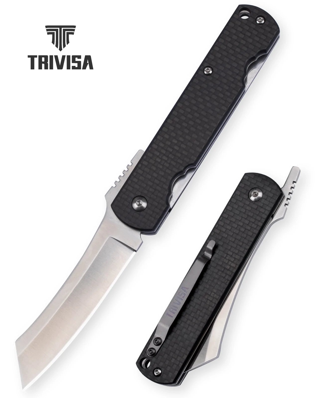 Trivisa Higonokami,2.8" D2 Steel,Carbon Fiber & G10 Handle